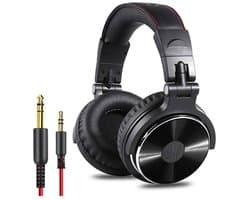 TOVBMUP Bedrade DJ-koptelefoon - Hoge-resolutie audio - Met microfoon - Superbas - Opvouwbaar - Met deelpoort - Dubbele kabelverbinding - Geschikt voor computers, studio's, piano's en gitaren