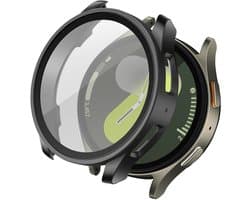 Screen protector - Geschikt voor Samsung Galaxy Watch 7 - 44 mm - Full Cover Hard Case / Beschermend Hoesje - Zwart