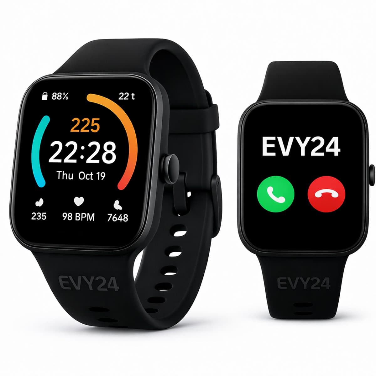 Evy24 Smartwatch - Smartwatch Dames en Heren - Stappenteller - Hartslagmeter - Slaapmonitor - Multisport - Geschikt voor Android en iOS - Zwart — afbeelding 1