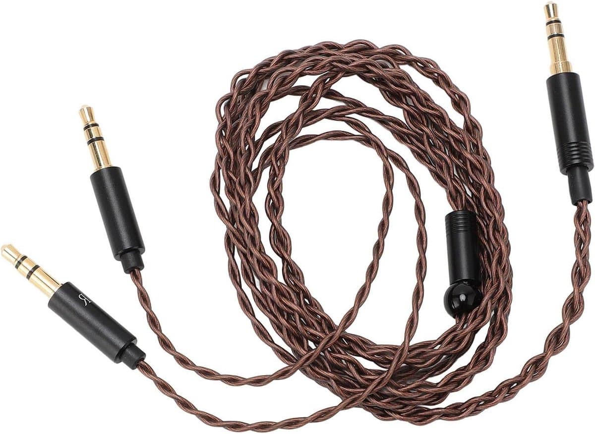 Audio Upgradekabel Hoofdtelefoonvervangingskabel 3,5mm naar Dubbele 3,5mm - Geschikt voor T1 II, T5, MDR Z7, Sundara, Arya en Ananda - Verbeterde Geluidskwaliteit — afbeelding 1