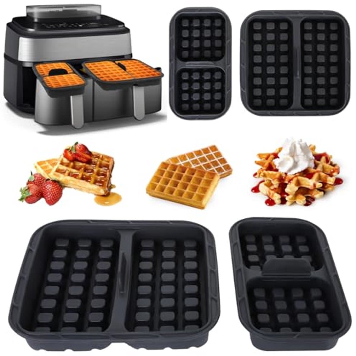 Set van 2 siliconen wafelvormen voor Airfryer - Ideale accessoires voor luchtfriteuse — afbeelding 1
