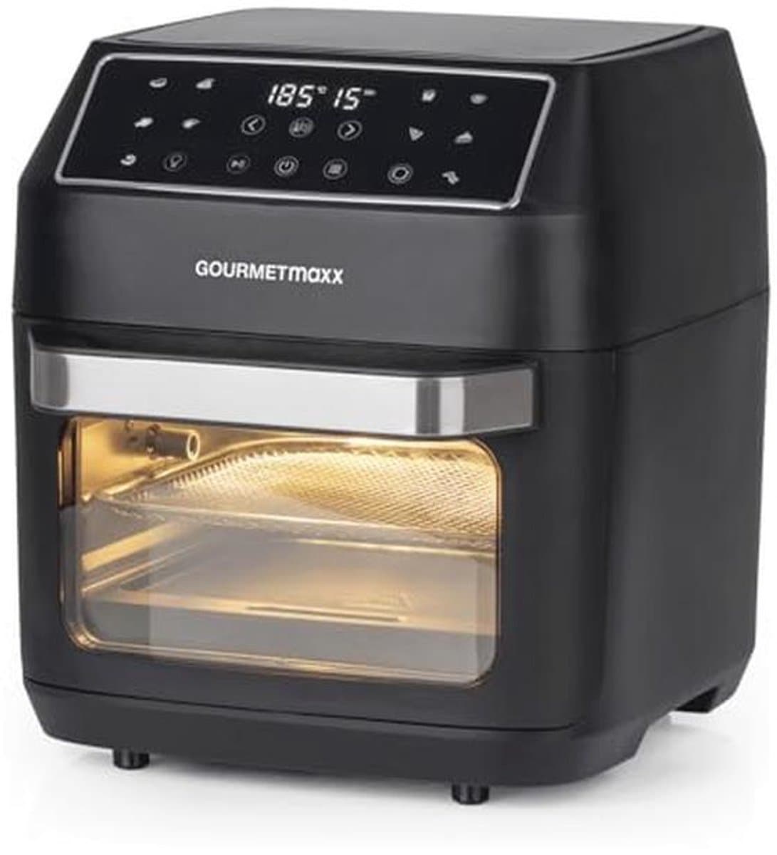 GOURMETmaxx Hetelucht friteuse 12 L Airfryer | Friteuse met 9 functies, touch display, roterende & shashlik spiesen | 10 Programma's incl. pizza | Mini-oven 1700 W - vrijwel olievrij — afbeelding 1