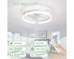 Stille Inbouw Plafondventilator met LED Verlichting - 50cm DC-Motor, 6 Snelheden, 3 Kleurstanden & Dimbaar Licht