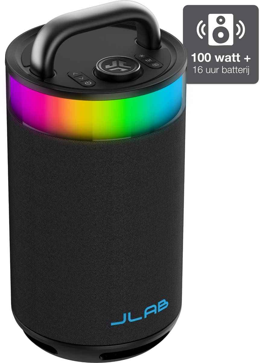 JLab Epic Draadloze Bluetooth Speaker - Muziekbox - 16 uur Batterijduur - 100 Watt - IPX6 Waterproof - Multipairing - Partyspeaker met Bass Boost - App Equalizer - Zwart — afbeelding 1