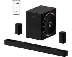 ULTIMEA 7.1.4 Professioneel draadloos surround sound-systeem, Dolby Atmos, 980W soundbar met 10" draadloze subwoofer, Skywave X70