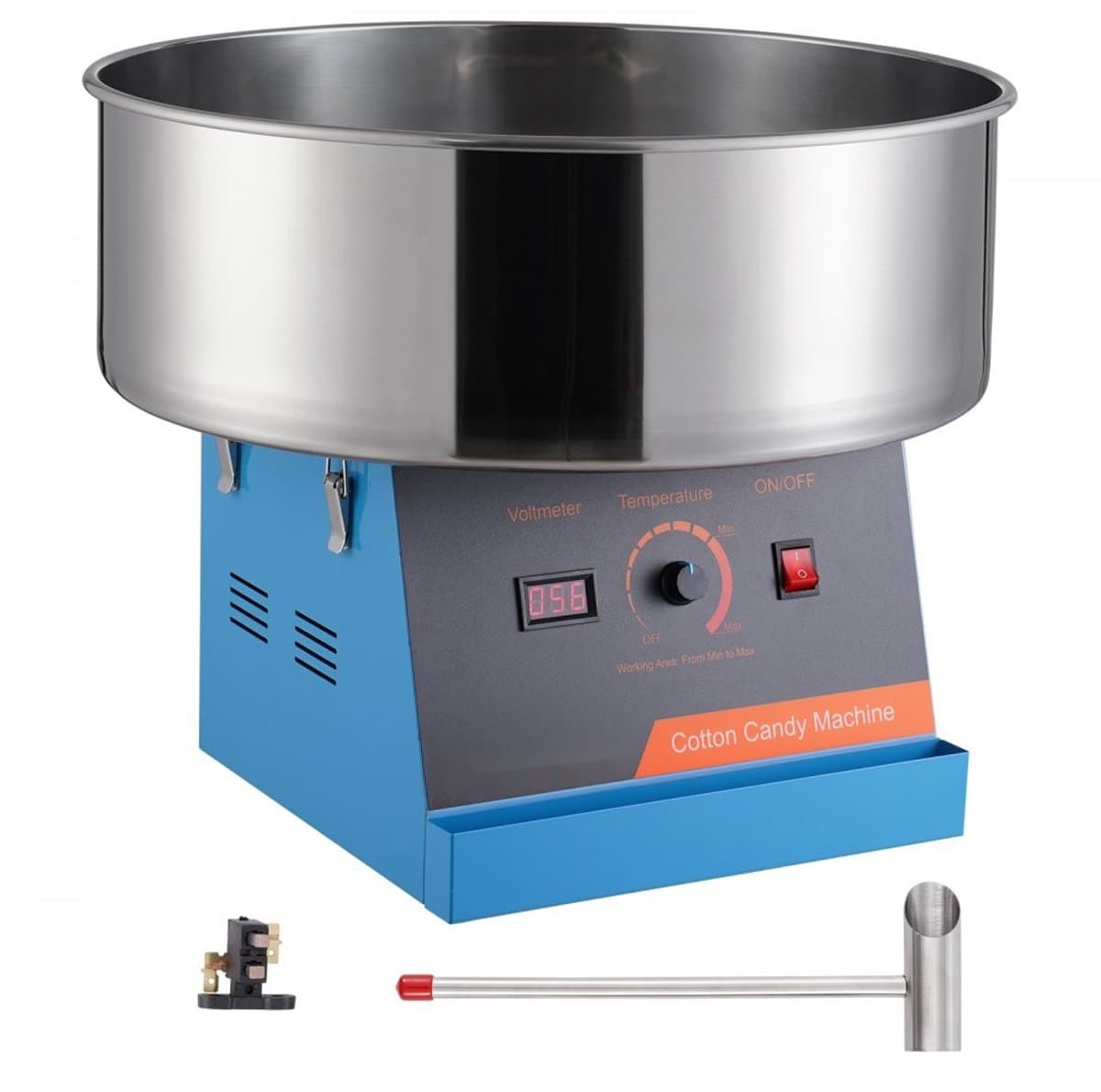 Suikerspinmachine / Suikerspinapparaat - Elektrisch 1000W - Commercieel - RVS Kom - Inclusief Suikerlepel - Snel Opwarmen - Voor Kinderfeestjes - Blauw — afbeelding 1
