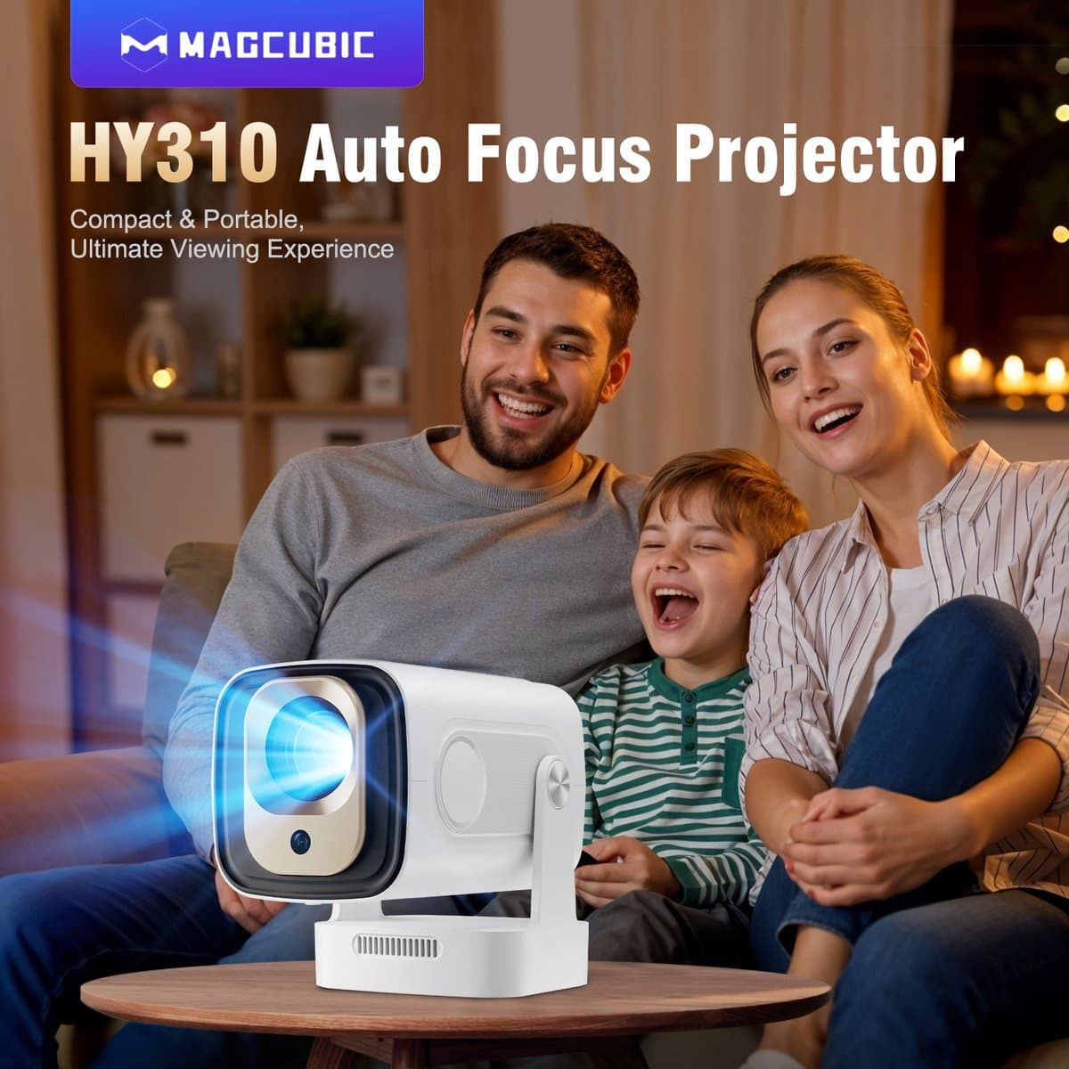 Beamer - Projector Beamer - Android - WiFi - Autofocus - Thuisbioscoop - Klein en Licht - Bluetooth - Wit — afbeelding 1