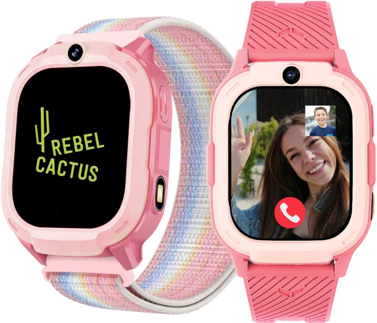 Rebel Cactus SKY (Roze) - kindersmartwatch - GPS tracker - Whatsapp - (video) bellen - SOS/Geofence - Werkt wereldwijd - Gratis OuderApp - Batterij: 32uur - Alle wereldtalen — afbeelding 1