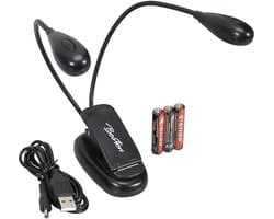 Leeslamp, boeklamp, orkest lessenaar LED lamp met 3 AAA batterijen