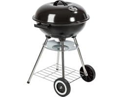 Kogel Barbecue - Houtskool Barbecue - BBQ - Barbecue op Wielen - Kookgerei - Grilrooster - Grillen - Egg BBQ - met Geïsoleerde Handvaten, Ontluchtingssysteem, As Opvangbak, Deksel en Opbergrooster - voor Vlees, Vis en Groente - Metaal - Zwart