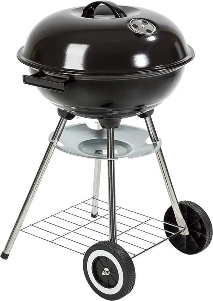 Kogel Barbecue - Houtskool Barbecue - BBQ - Barbecue op Wielen - Kookgerei - Grilrooster - Grillen - Egg BBQ - met Geïsoleerde Handvaten, Ontluchtingssysteem, As Opvangbak, Deksel en Opbergrooster - voor Vlees, Vis en Groente - Metaal - Zwart — afbeelding 1