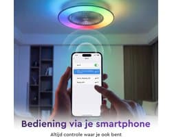 Plafondventilator Wit - Wifi - Met Speaker - Dimbaar Met Afstandsbediening - RGB 12 Kleuren - Woonkamerlamp - Kroonluchter