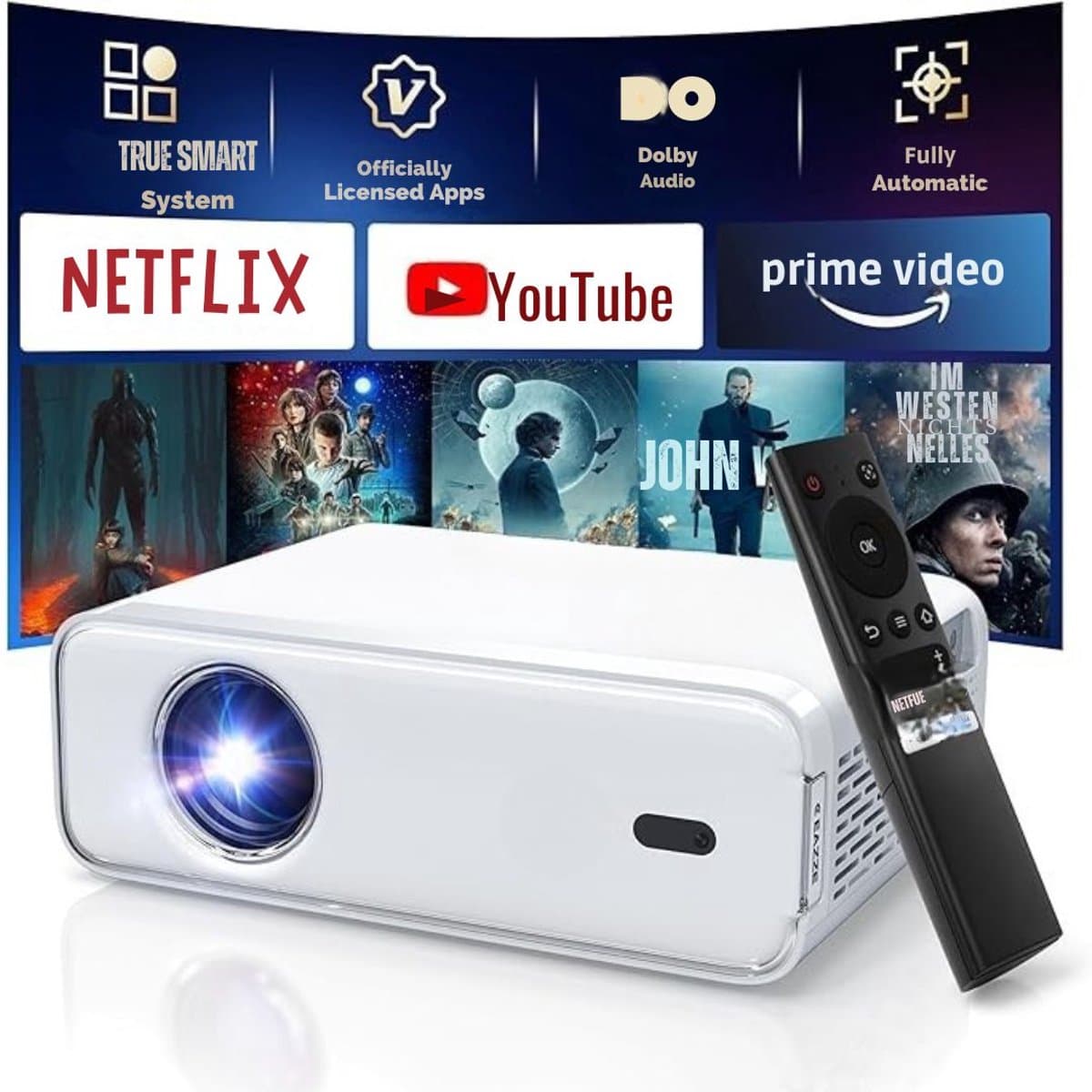 Zyrex® Mini beamers - Projector - Mini beamer - Wit - 18cm x 9cm x 23cm — afbeelding 1