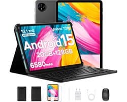 DOOGEE Tab A9 Pro VIP - Android 15 - Tablet met toetsenbord - 10 inth HD 4GB RAM + 128GB ROM (2TB TF) - 6580mAh - Face ID - 5G WiFi - Bluetooth 5.0 - Zwart