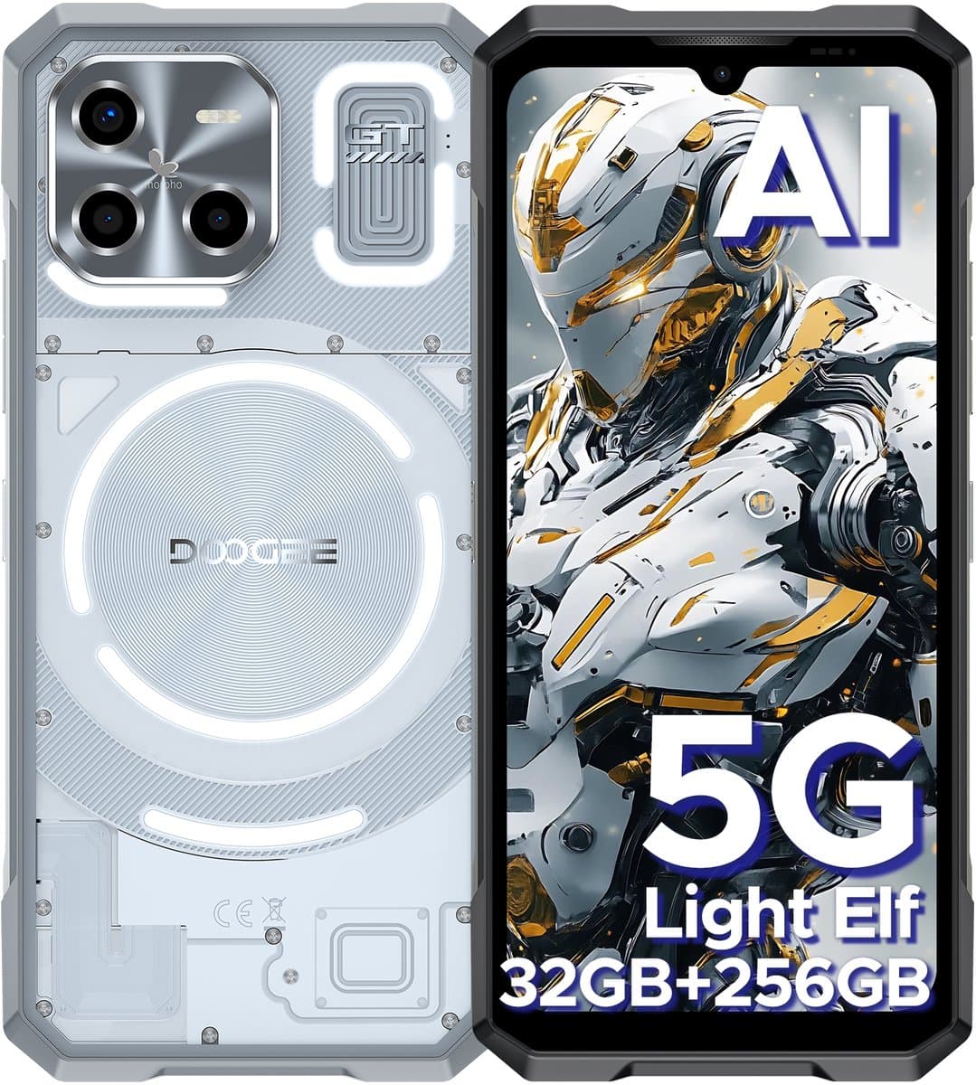 DOOGEE Blade GT 5G -RobuusteSmartphone - RobuusteTelefoon - LED - 6,72 inth FHD + 120 Hz - 32 GB RAM + 256 GB ROM/2TB TF- WiFi 6 -NFC - Face ID - Vingerafdrukherken - Zilver — afbeelding 1