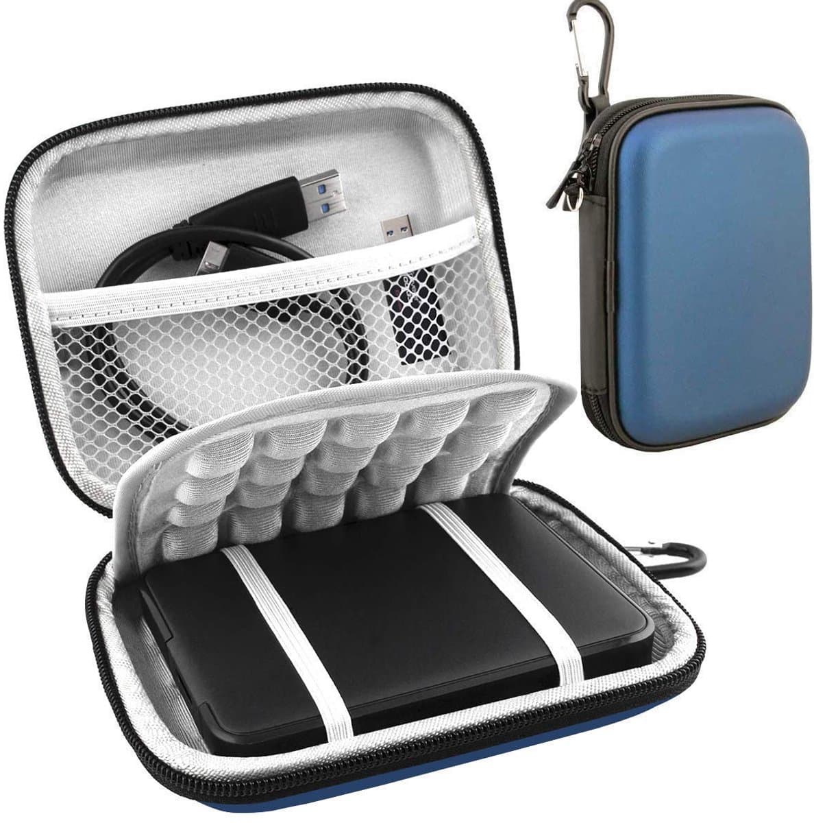 Ynkkvre - Harde Schijf Draagtas - Opberghoes - Powerbank Organizer - Waterafstotende Beschermhoes - Schokbestendig Ontwerp Voor 1-6 TB 2.5" HDD/SSD - 1 Stuk - Blauw — afbeelding 1