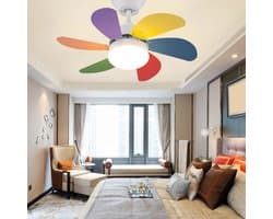Glitzerlife– plafond ventilator met verlichting – Ventilator lamp plafond – stille plafondventilator - stil met afstandsbediening en timer – Ø75 cm – gekleurd – plafondlamp met ventilator voor woonkamer en slaapkamer — afbeelding 1