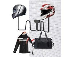 Helmhouder Muur - Dubbele Kop Houder - Motorhelm Ophangen - 180 Graden Draaibaar - Hoog Draagvermogen - Zwart