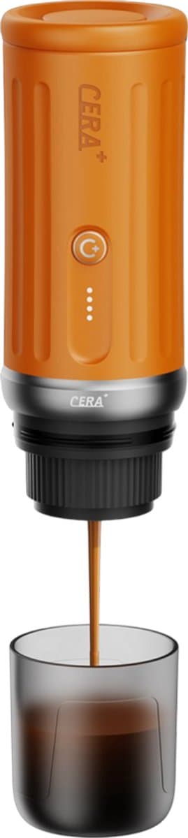 Cerapresso draagbare espressomachine - 3e gen 13500 mAh batterij - tot 8 kopjes zonder opladen - 150s tot 96°C - cups en gemalen koffie - dubbele espresso - draagbare koffiemachine - koffiemaker - reis & camping koffiezetapparaat 12 volt - CERA+ — afbeelding 1