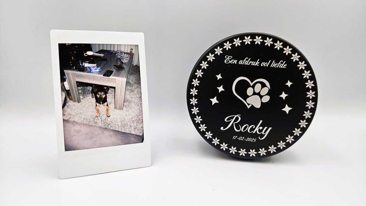 Pootafdruk Blikje met Naam – Voetafdruk Hond of Kat – Herinnering — afbeelding 1