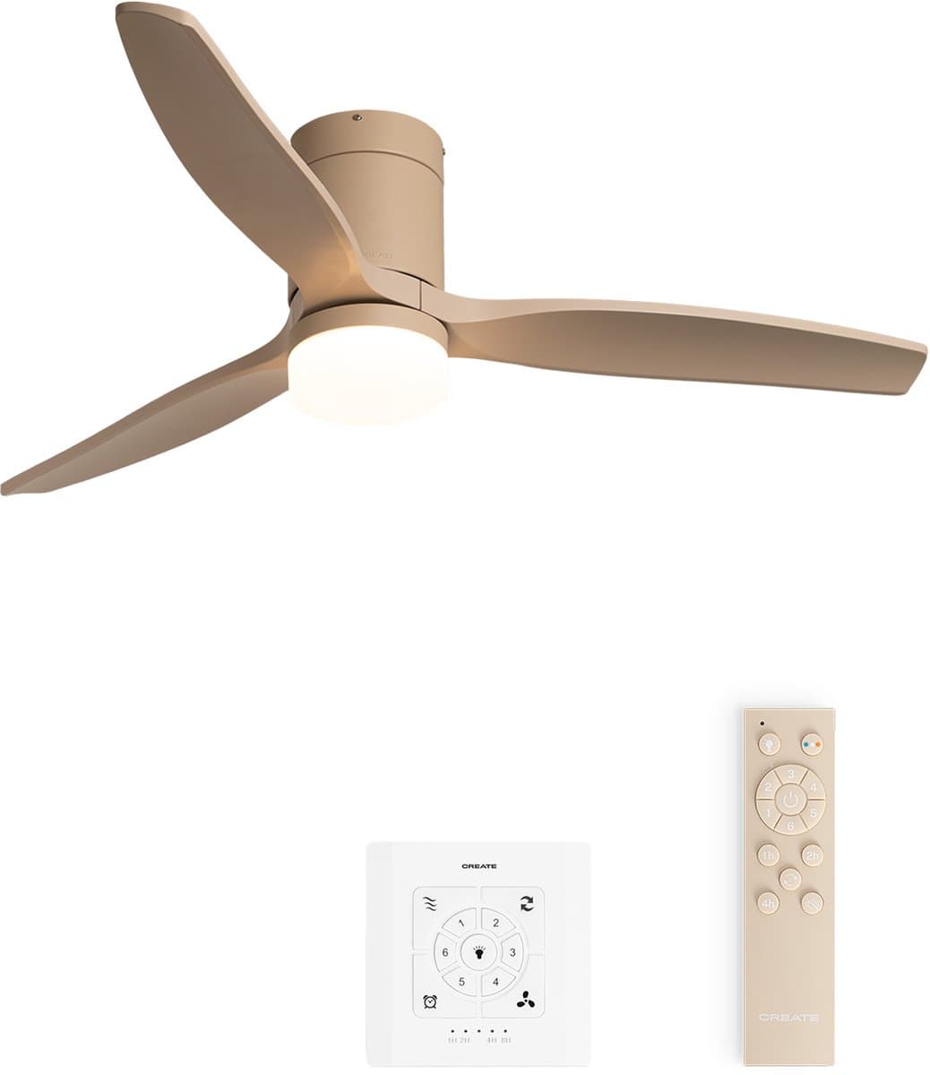 CREATE - Stille 40W plafondventilator met technische ABS bladen in verschillende maten - S - Met licht - Controller voor wandmontage - WIND CALM — afbeelding 1