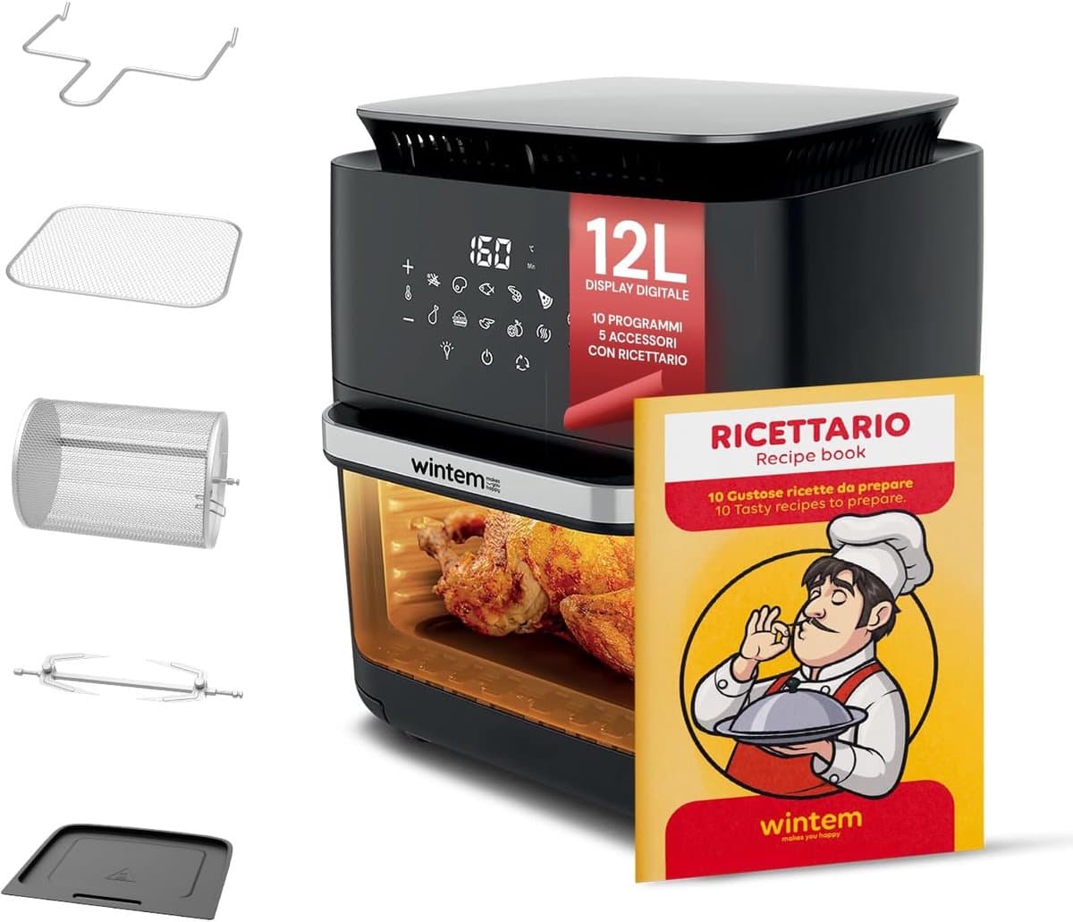 Multifunctionele Oven - Heteluchtfriteuse Luchtpan - Gezond Koken - 10 Liter Capaciteit - 36 x 40 cm - Zwart — afbeelding 1
