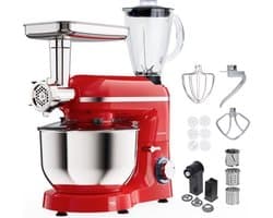 Keukenmachine - Keukenrobot Foodprocessor - Bakken en Koken - 15 Delige Set - 6.2L Kom - Rood