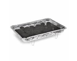 XXL Wegwerp Barbecue – 48 x 31 cm – Inclusief Briketten en Standaard – Wegwerp BBQ – Tafel BBQ voor Camping of Picknick – Houtskoolbarbecues – Zilver