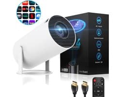PEEKGUARD® ProVision 4 - Mini Beamer Wit - WiFi - HDMI - Bluetooth - 4K support Beamers Scherm - Apple & Android - Projector Draagbaar - Incl. HDMI kabel & Afstandsbediening
