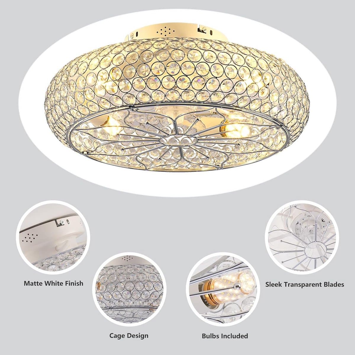 Plafondventilator met Licht en Afstandsbediening - 50,8 cm Diameter — afbeelding 1