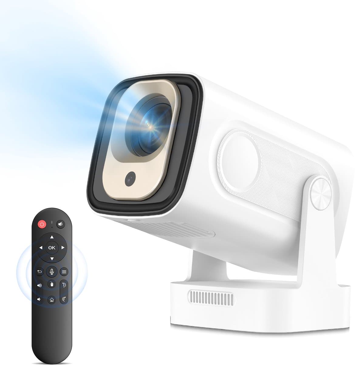 XGODY Gimbal 5 Pro Mini Beamer 2025 Editie - Smart Projector met 4K ondersteuning - Geschikt voor IOS en Android - WiFi 6 & Bluetooth 5.4 - Android 11.0 - Draagbaar - Thuisbioscoop - Wit — afbeelding 1