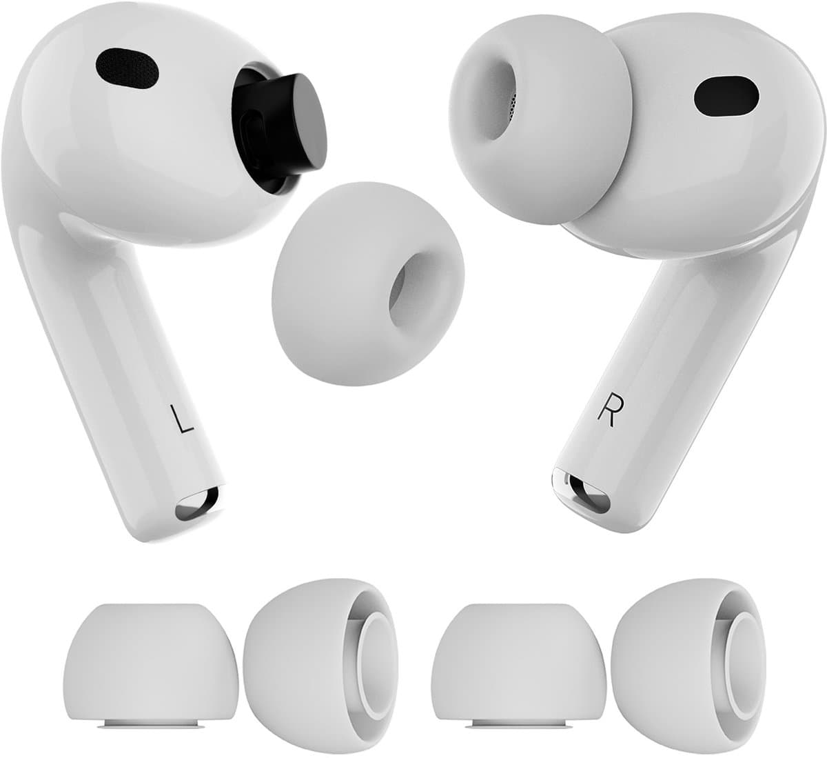 MMOBIEL 2 Paar Vervangende Oordopjes Tips voor AirPods Pro Gen 3 – Antislip Siliconen Oordopjes met Ruisonderdrukkingsgat, Draagbare Opbergdoos en Passen in Oplaadcase – M – Wit — afbeelding 1