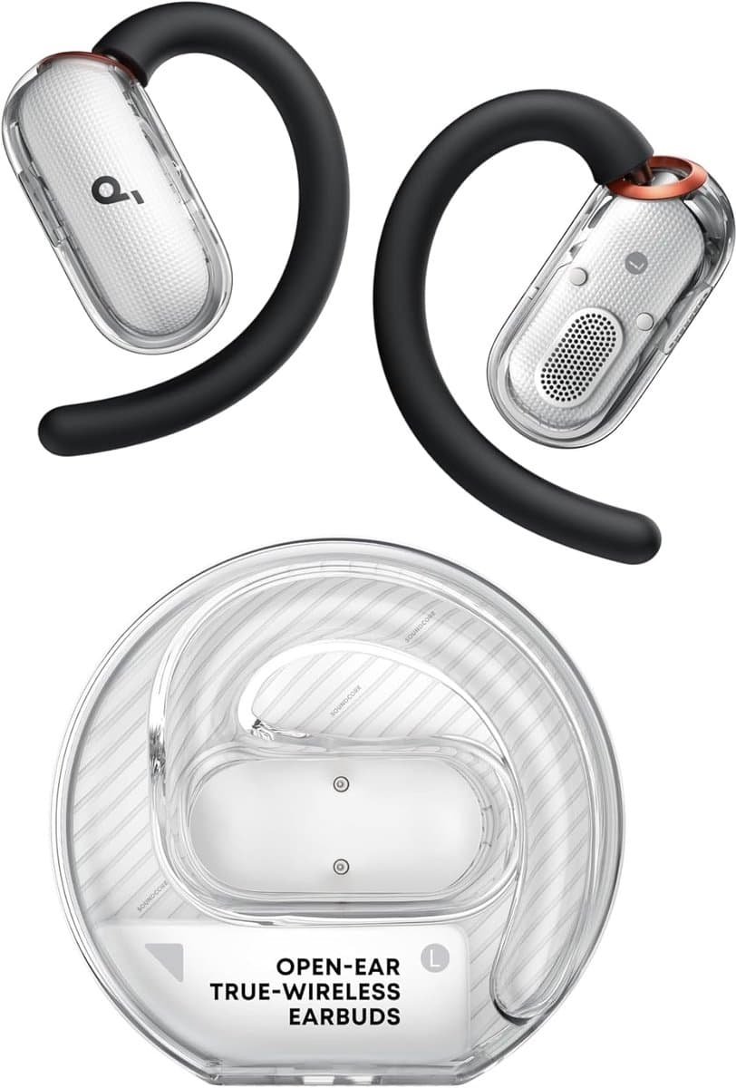 soundcore V40i by Anker - Open-ear hoofdtelefoon - Kristalhelder ontwerp - 4 verstelbare standen voor een goede pasvorm in elk oor - 2x diepere bas - IP55 - 21 uur afspeeltijd - Duidelijke AI-gesprekken - Bluetooth 5.4 - App-bediening — afbeelding 1