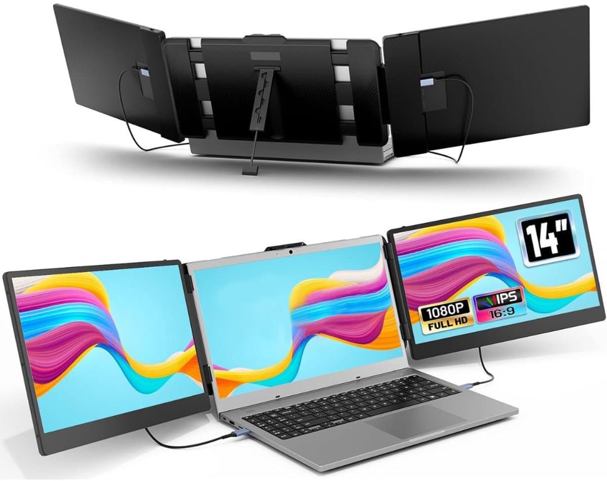 DailySupplies® Portable Monitor - Tri Screen - Laptop Uitbreider - Full HD — afbeelding 1