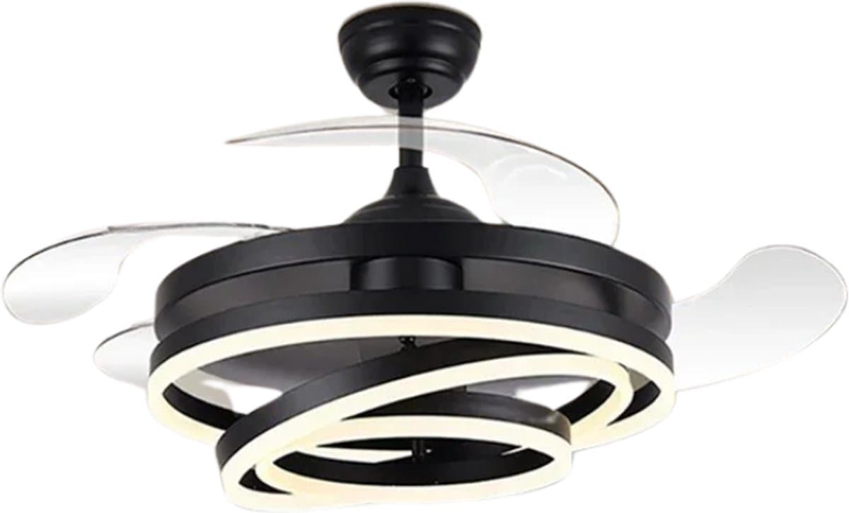 Nivard Plafondventilator - Met Verlichting - Plafond Ventilator - Met Lamp - Plafonniere Met Ventilator - Met Licht - Zwart - 106cm — afbeelding 1