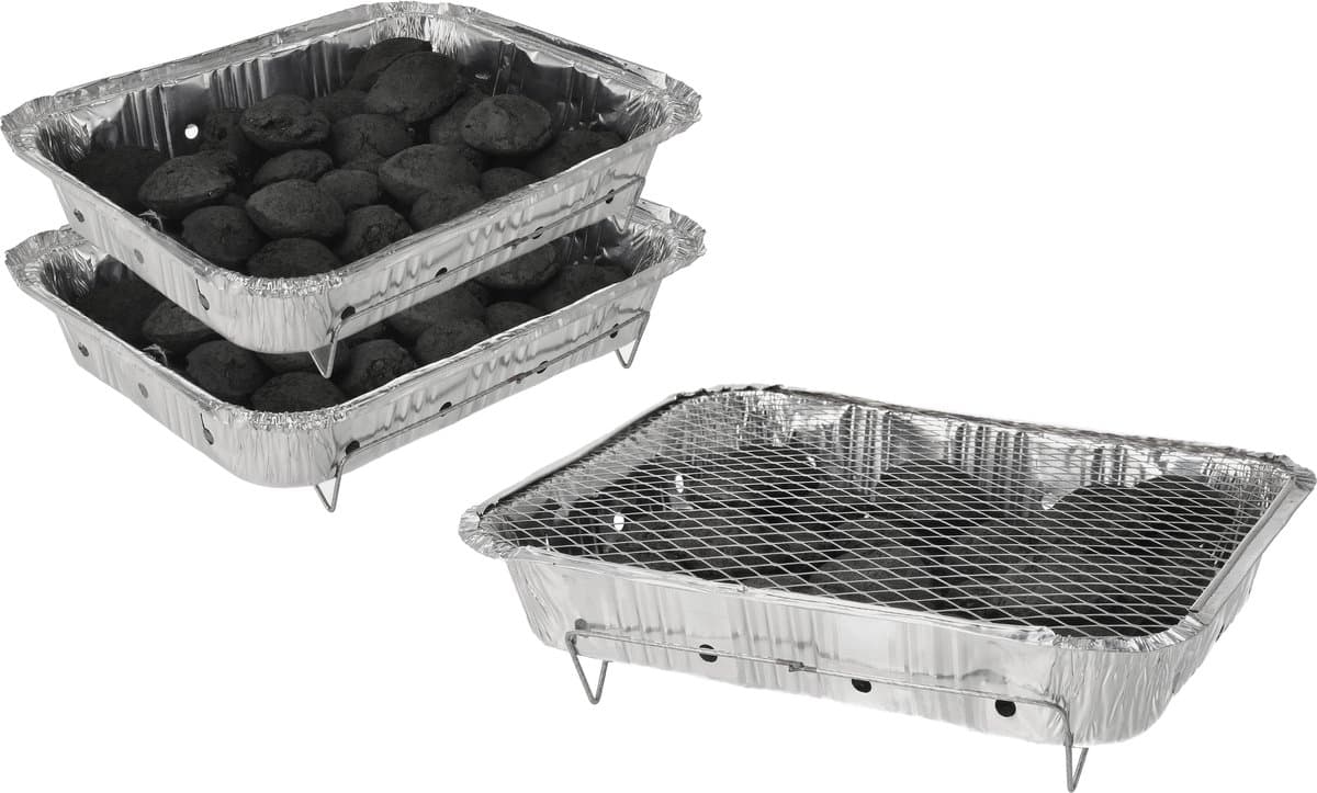 Wegwerp Barbecue met Houtskool – 2 Stuks – Instant BBQ voor Buiten, Camping of Picknick – Inclusief Rooster – Barbecue Accessoires – BBQ Kopen — afbeelding 1