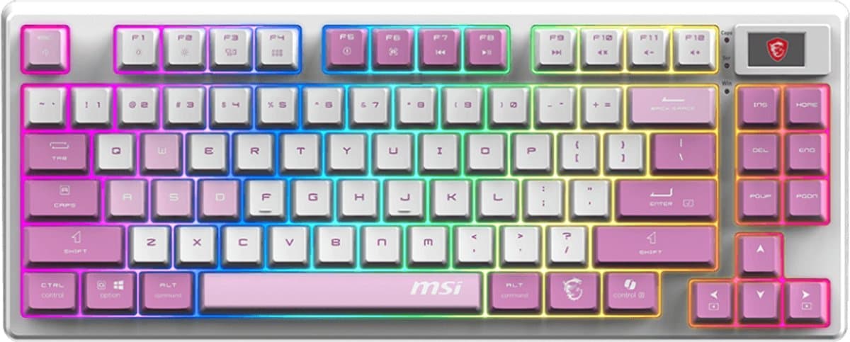 MSI FORGE GK600 TKL W VIOLET US - Gaming Keyboard - Mechanical Linear Switches - RGB LED — afbeelding 1