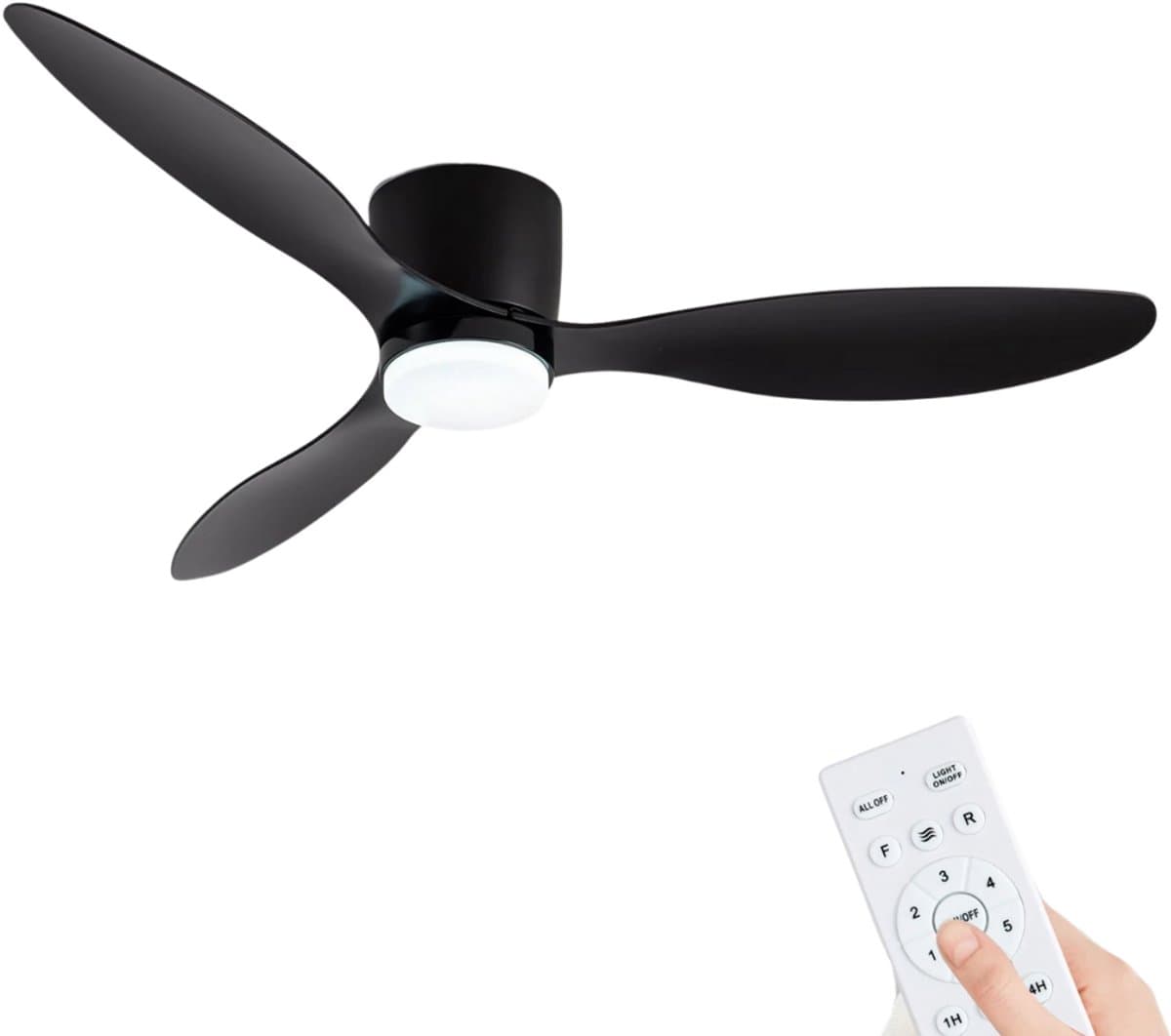 Livano Plafondventilator - Met Verlichting - Plafond Ventilator - Met Lamp - Plafonniere Met Ventilator - Met Licht - Zwart - 132cm — afbeelding 1