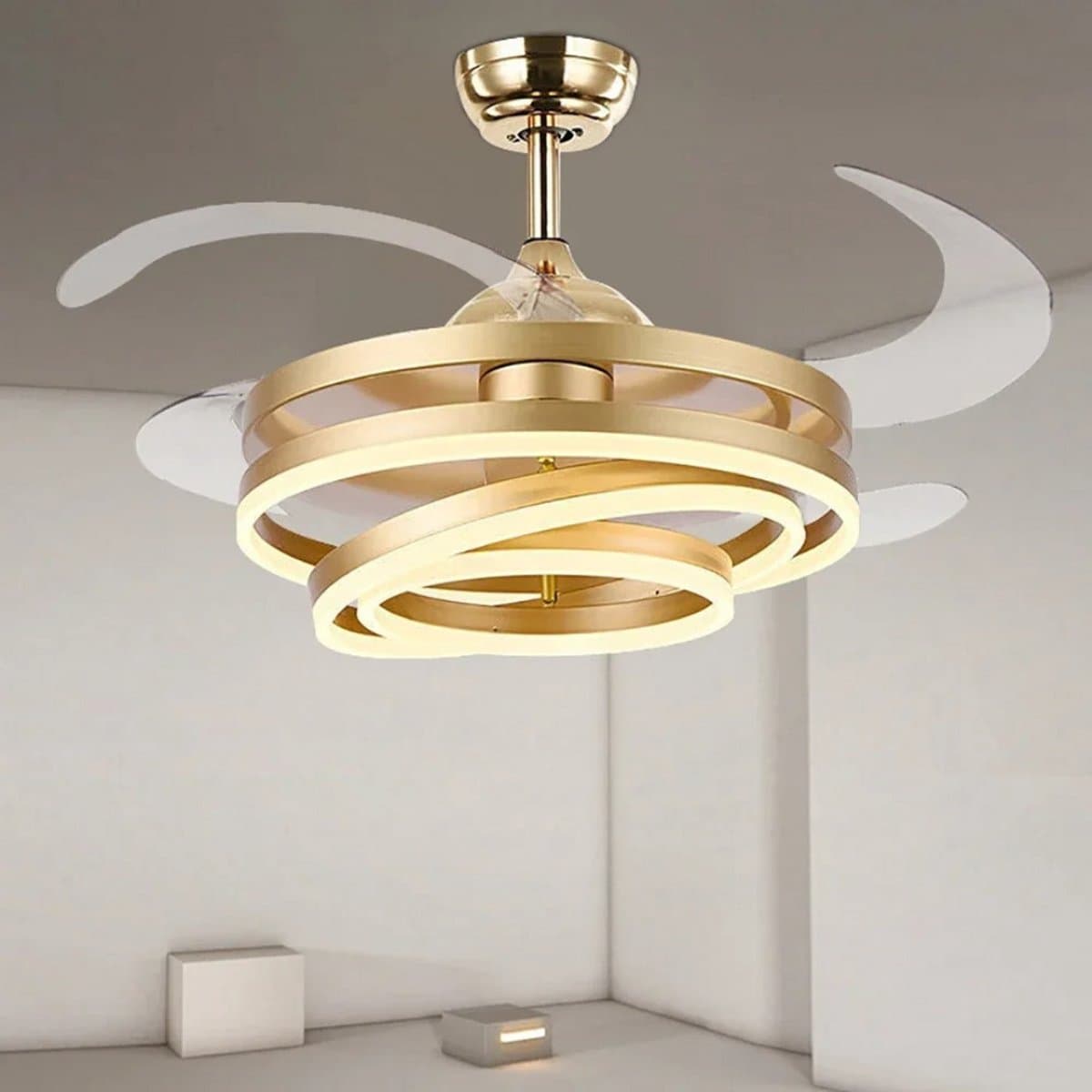 Bovista Plafondventilator - Met Verlichting - Plafond Ventilator - Met Lamp - Plafonniere Met Ventilator - Met Licht - Goud - 106cm — afbeelding 1