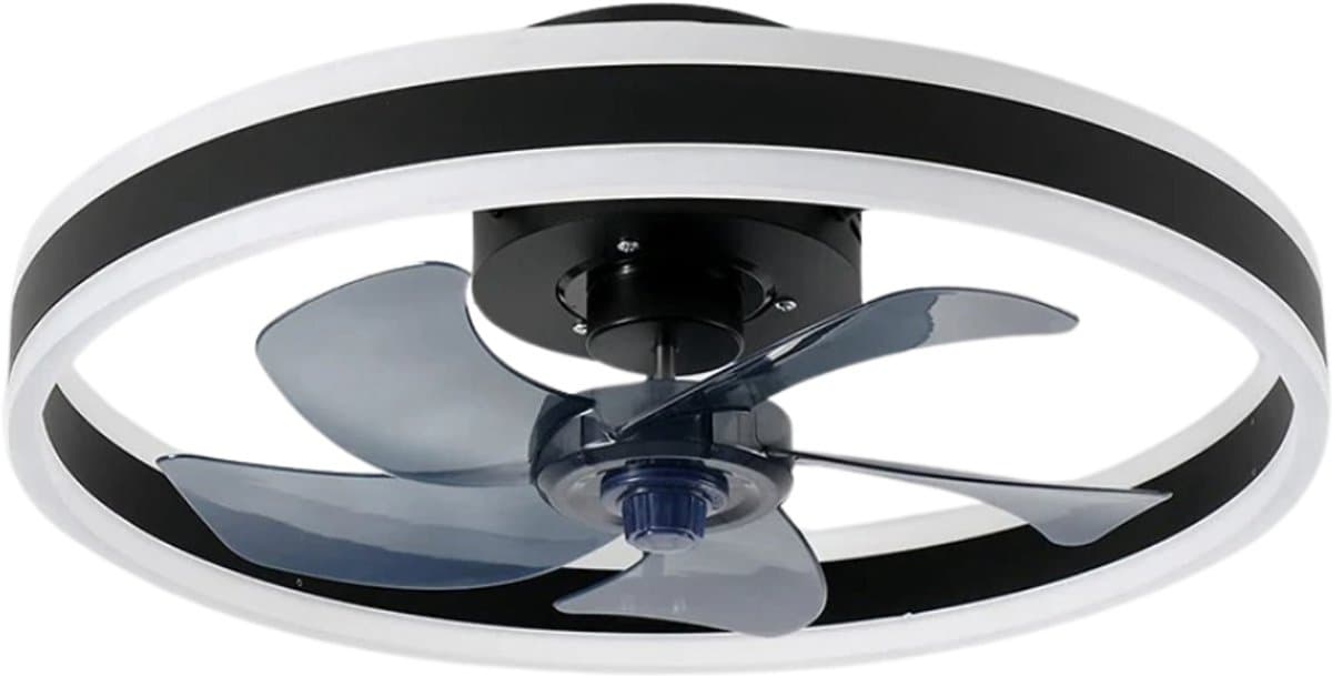 Livano Plafondventilator - Met Verlichting - Plafond Ventilator - Met Lamp - Plafonniere Met Ventilator - Met Licht - Zwart - 50cm — afbeelding 1