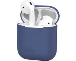 Hoesje - Geschikt voor Apple Airpods 2 - Siliconen Dun Met Clip - Case Cover - Silicone Hoes - Blauwgrijs