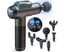 Massage Pistool Diepe Weefselmassager 99 Snelheden Krachtige Percussiemassager Met LCD-Touchscreen - Handmassageapparaat Met 6 Massagekoppen Voor Spierpijnverlichting En Ontspanning - Grijs
