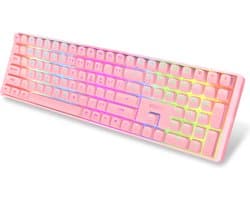 Sounix Mechanisch Gaming Toetsenbord - Mechanisch Qwerty Gaming Toetsenbord - 111 Keys - RGB Effect - US Qwerty - Roze