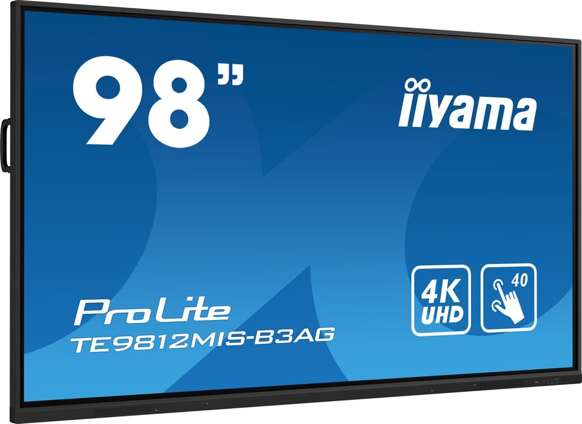 iiyama TE9812MIS-B3AG beeldkrant Kiosk-ontwerp 2,48 m (97.5") LCD Wifi 400 cd/m² 4K Ultra HD Zwart Touchscreen Type processor Android 11 24/7 — afbeelding 1