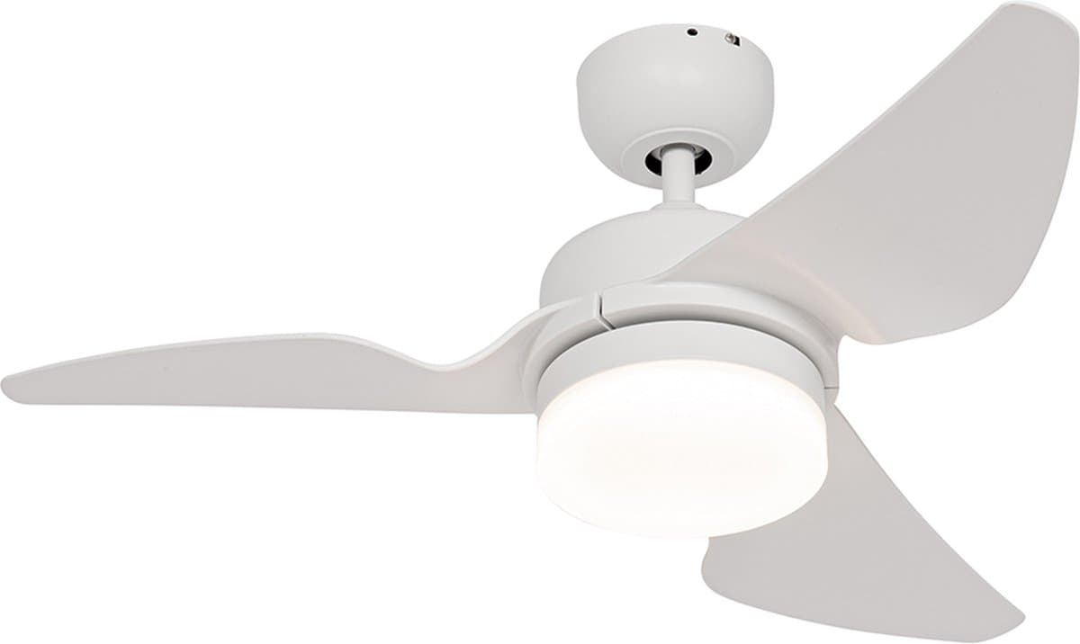 QAZQA yuki - Dimbare LED Plafondventilator met Verlichting | Lamp en Afstandsbediening - 1 lichts - Ø 86.7 cm - Wit - Woonkamer | Slaapkamer | Keuken — afbeelding 1