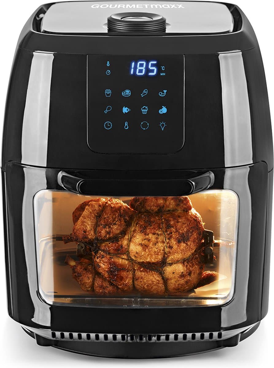 GOURMETmaxx Digitale Heteluchtfriteuse XXL - 9L Oven | Airfryers met timerfunctie, touchdisplay, draaispit, shaslikspiezen | Vetarm, energiebesparend frituren | 8 programma's, 1800 W — afbeelding 1
