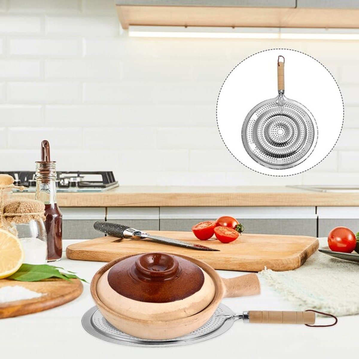 KitchenCraft Sudderplaat/Warmteverdeler met Houten Handgreep — afbeelding 1
