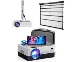 UpLiving® Thuisbioscoop set | Behuizing Zwart en 171cm Breed | 72 inch 16:9 | UpLiving™ LCD Mini Beamer met WiFi | UpLiving™ Beamerbeugel | UpLiving™ handmatig projectiescherm | Surround set Home Cinema | Projector | Mini beamer | Filmpakket