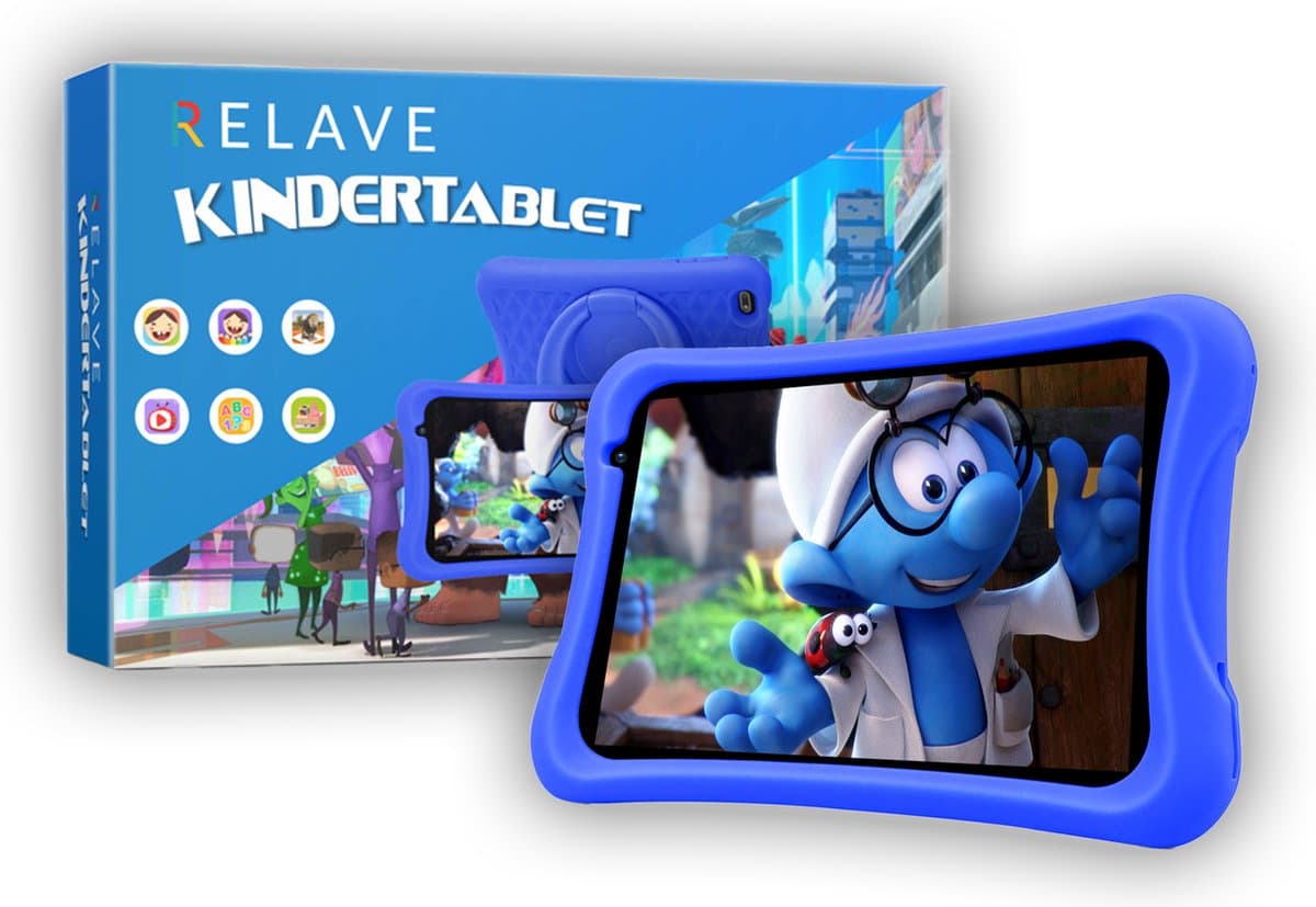 Relave Kindertablet 8 Inch - Kindertablet vanaf 3 Jaar – 3000mAh batterij – 32 GB geheugen – 2Gb RAM – Ouderlijk Toezicht – NL apps – Incl. Beschermhoes – Blauw — afbeelding 1