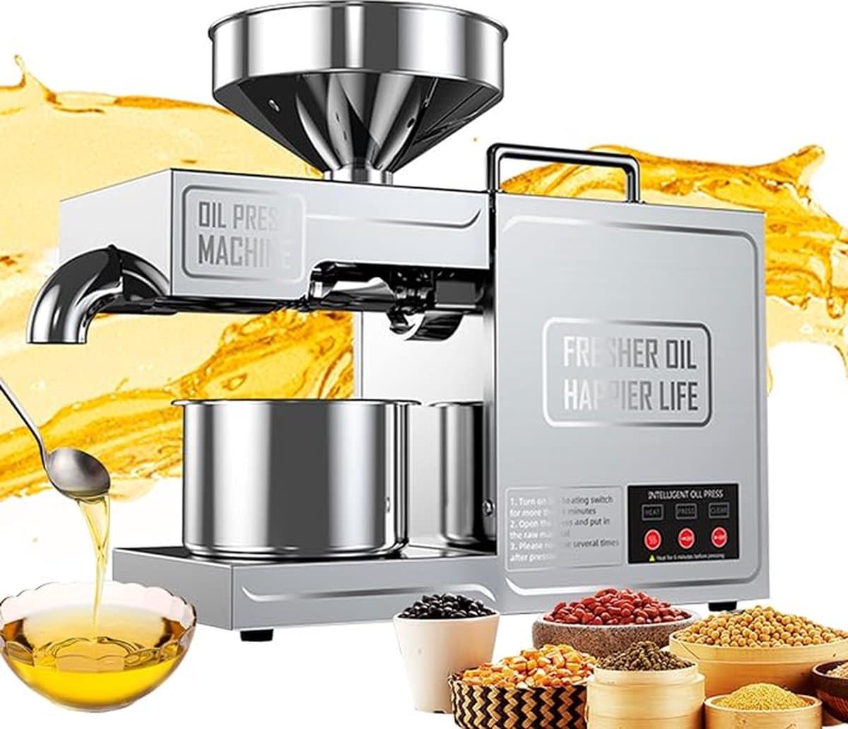 Olie Persmachine Elektrische Zaad Olie Maker Rvs 820W Automatische Keuken Olie Extractor voor Commerciële Thuisgebruik 220V UK Plug — afbeelding 1